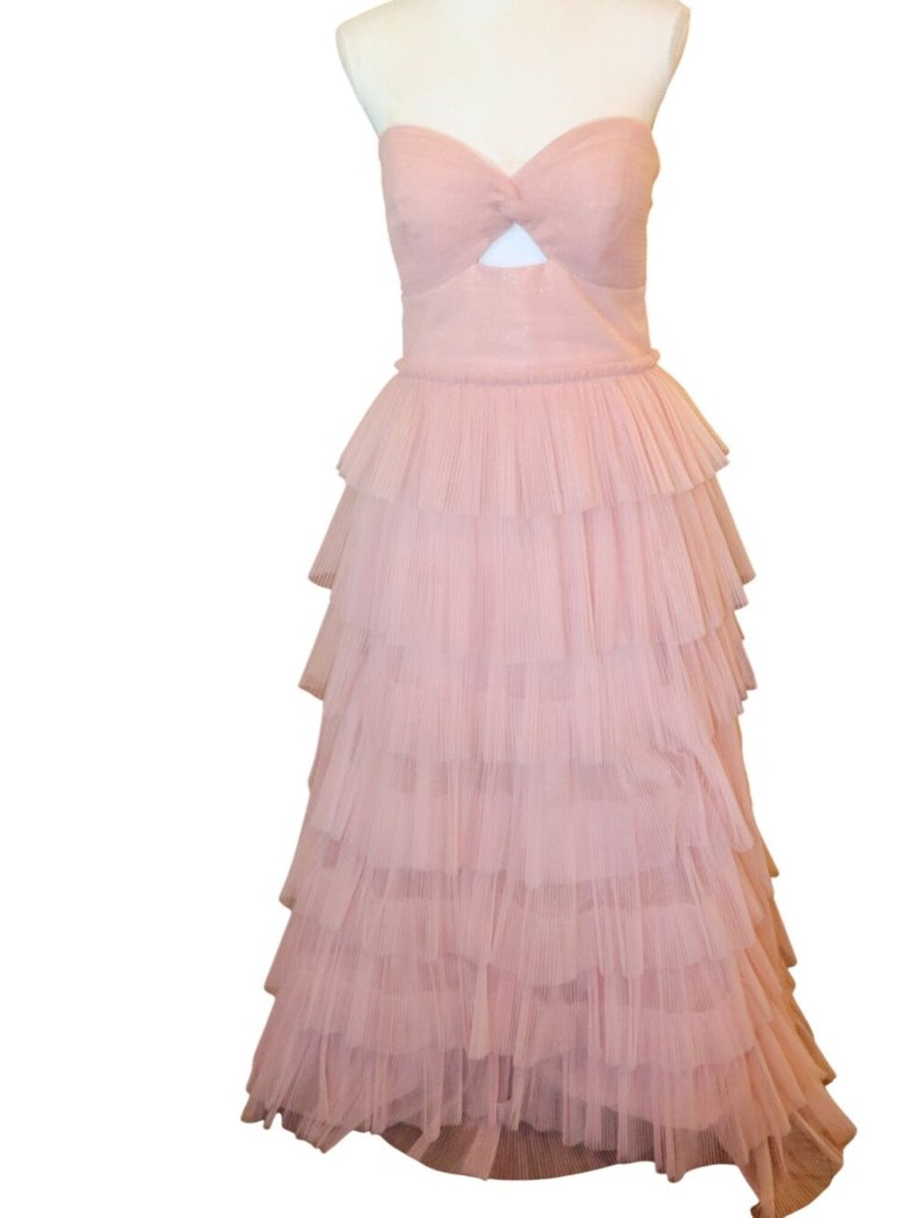 Aqua Cut Out Ruffle Tiered Gown, Size 12